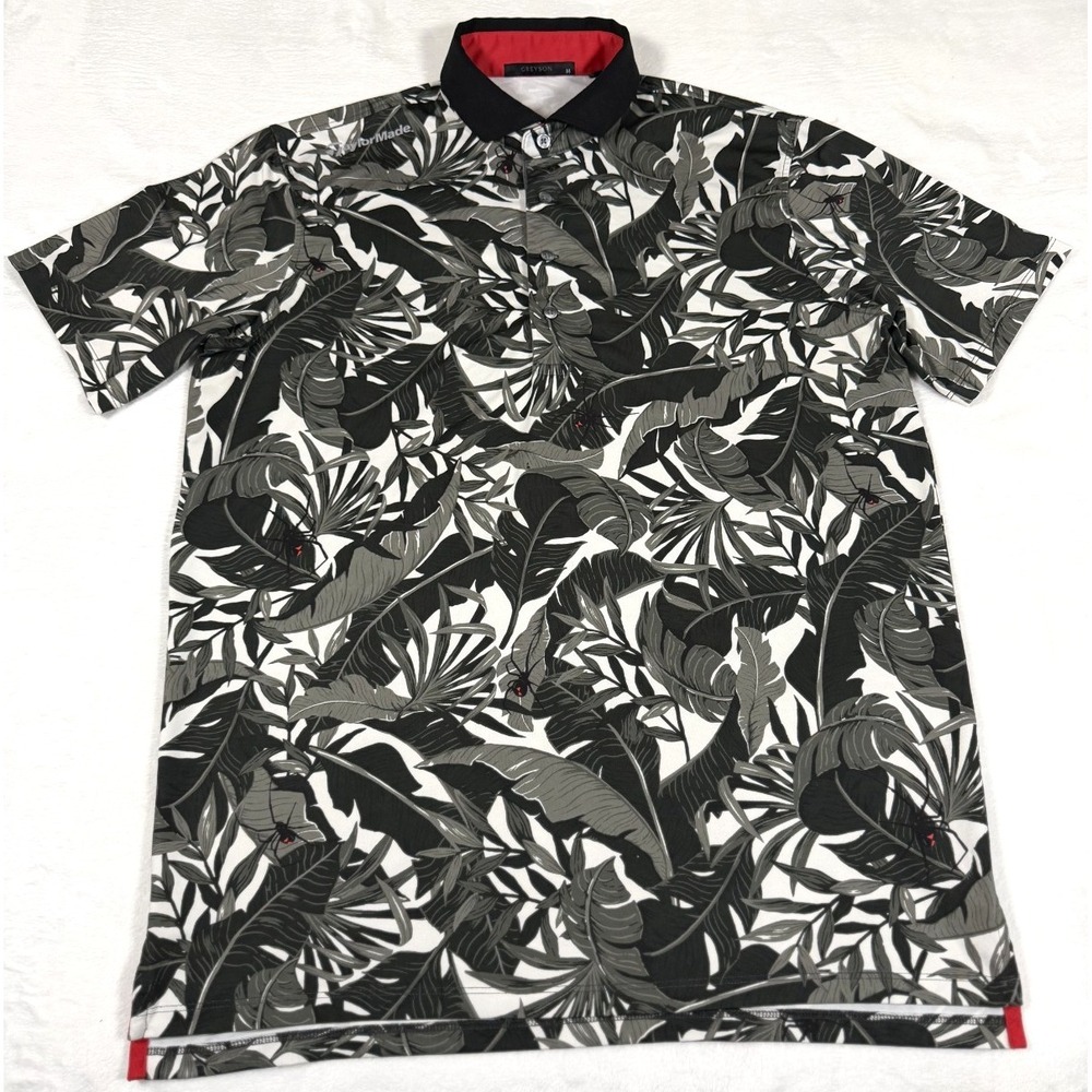 Greyson Golf TaylorMade Lost Spider Polo Mens Medium Short Sleeve Floral Wicking